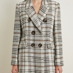 Zara Women's Black and Brown Plaid Blazer